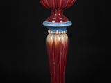 an image of a red and blue vase on a black background