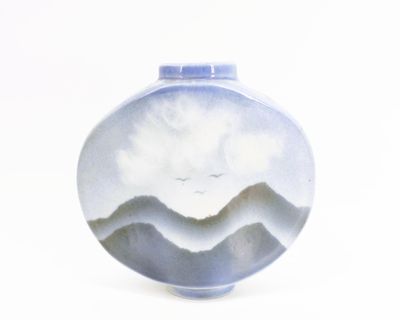 Yves MOHY (1929-2005) et VIREBENT- Vase à panse aplanie en p…