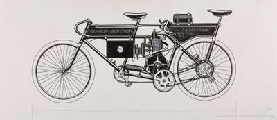 un dessin représentant un vélo auquel est attachée une moto