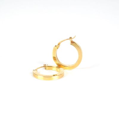 une paire de boucles d'oreilles en or sur fond blanc