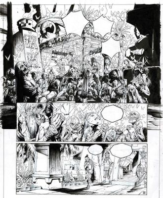 une page de bande dessinée où figurent plusieurs personnages