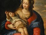 une image d'un tableau représentant une femme tenant un enfant dans ses bras
