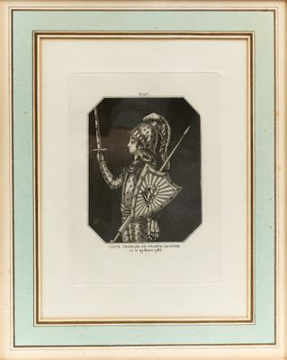 a black and white drawing of a man holding a sword