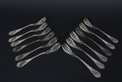 lot 124.5 - 12 fourchettes à dessert en argent étranger 800 … - Photo 1