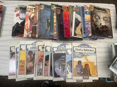 beaucoup de bandes dessinées sur la table