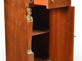 a small wooden cabinet with a drawer on the bottom