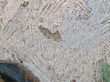 a painting of a baseball glove and a ball on the ground
