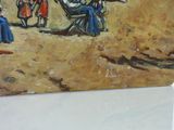 a painting of a group of people on the beach