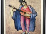 painting of a man with a guitar in his hands