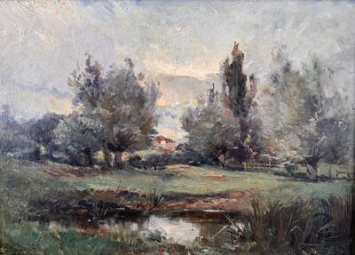 Emile Noirot (1853-1924) Paysage à la mare