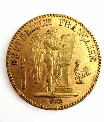 une image représentant une pièce d'or sur laquelle figure un ange
