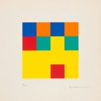 une image représentant une œuvre d'art composée de carrés de différentes couleurs