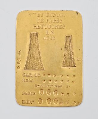 une image représentant une assiette en or sur laquelle figurent deux tours