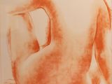 an image of a drawing of a nude woman sitting on the ground