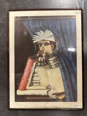 tableau représentant un homme en train de lire un livre et tenant un autre livre à la main