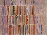 une peinture représentant une peinture d'un motif coloré sur un mur blanc