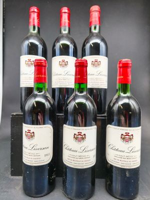 6 Bts CHATEAU LIVERSAN(ME a mieux,etlt,cla) Haut Medoc 1985