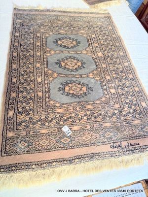 Descente de lit Pakistan faite main dans les tons bleu - Dim…