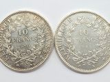 two silver coins with the names of france and the date of the 20th century