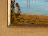 a picture of a painting of a boat on the water