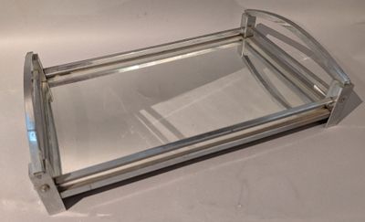 Jacques Adnet (1900-1984) Plateau rectangulaire en métal chr… - Photo 1