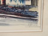 a picture of a painting of a boat in the water