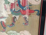 a picture of a painting of a man and a woman on a horse