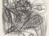 a black and white drawing of a black and white abstract painting