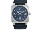 Montre Bell & Ross pour homme avec cadran bleu et bracelet en cuir noir