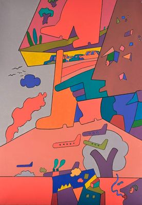 an image of a painting of a colorful abstract painting