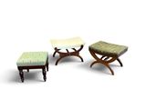 an image of three stools and a small ottoman on a white background