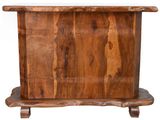 an image of a wooden table with a shelf on top of it