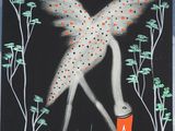 a painting of a bird with a carrot in it ' s beak