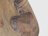 a wooden sculpture of a horse with a saddle on it ' s back