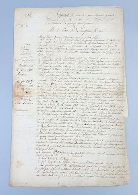 an old document with writing on it, on a blue background