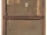 an old picture of a wooden frame with a picture on it