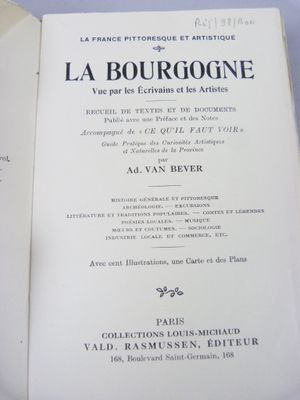 [Régionalisme] - BEVER (Ad. Van). La France Pittoresque et A…