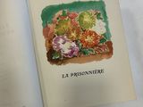 an open book with a picture of flowers on it