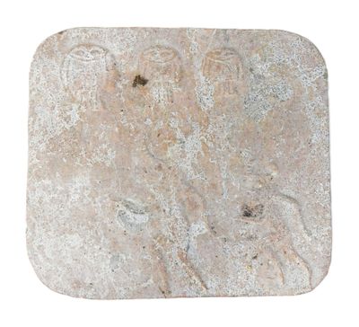 square stone coaster with a picture of a man and a woman on it