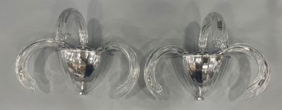 Murano, Edition Sylcom Paire d'appliques en métal en verre t…