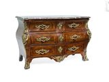 a chest of drawers with a marble top on a white background