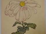 an image of a painting of a flower with leaves on it