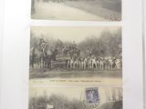two old black and white photos of horses and people in a parade