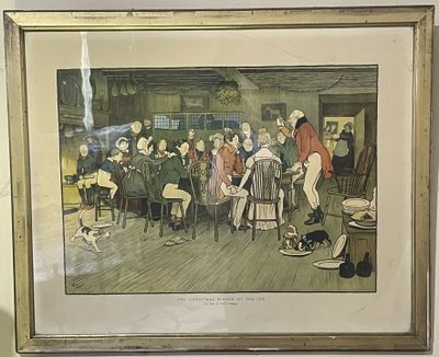 peinture d'un groupe de personnes assises autour d'une table dans une pièce