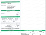 a green and white id card with a picture of a person ' s name