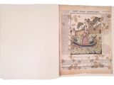 un vieux livre avec l'image d'un homme dans un bateau