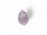 an amethe quartz tear shaped stone on a white background
