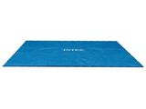 a blue mat with a white logo on it on a white background