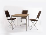 two chairs and a table on a white background