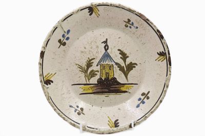NEVERS Assiette creuse en faïence émaillée polychrome à déco…